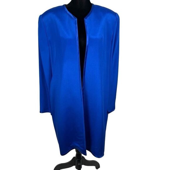 Miller Shor NWT 100% Silk Vibrant Blue Collarless Open Tunic - Women’s 12 - Picture 1 of 8